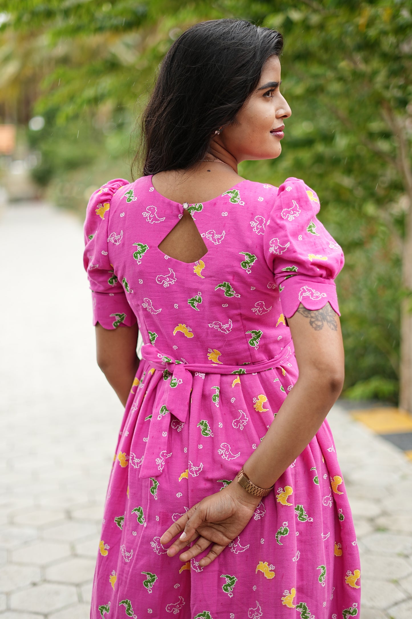 Pink Dino Charm Maxi Dress