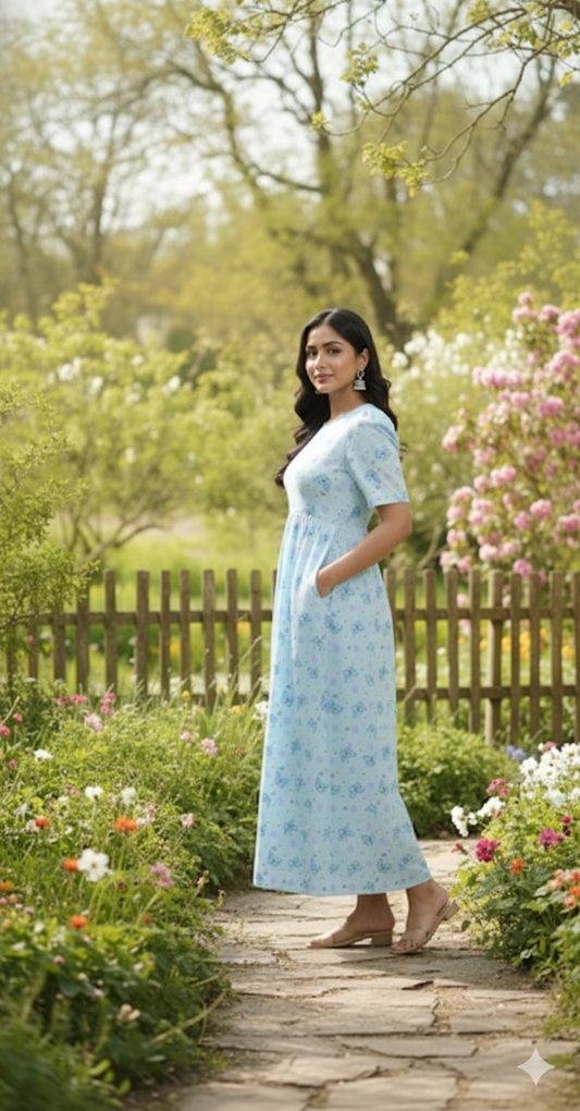 Casual Lounge Wear Non Feeding with puff Blue Butterfly