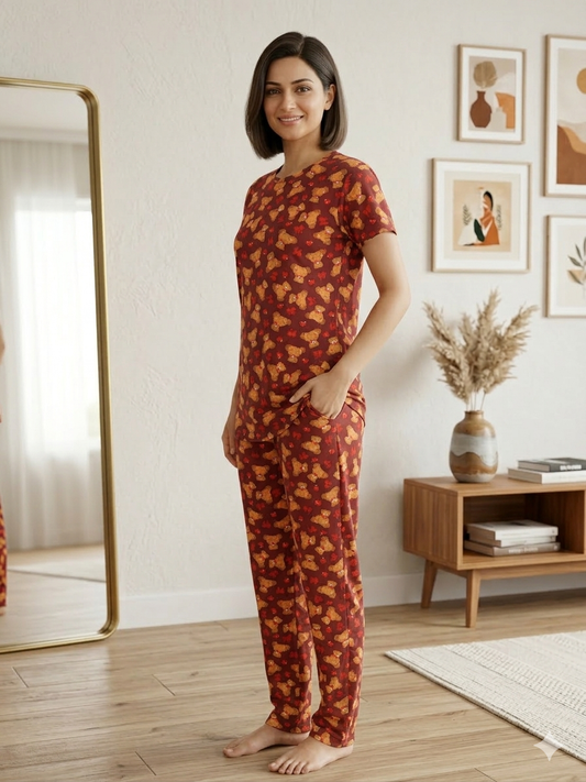 Pyjama Co-Ord's Brown Teddy