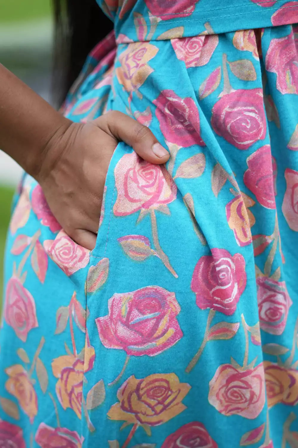Zipless Maternity Wear Feeding with Shawl Blue Rose
