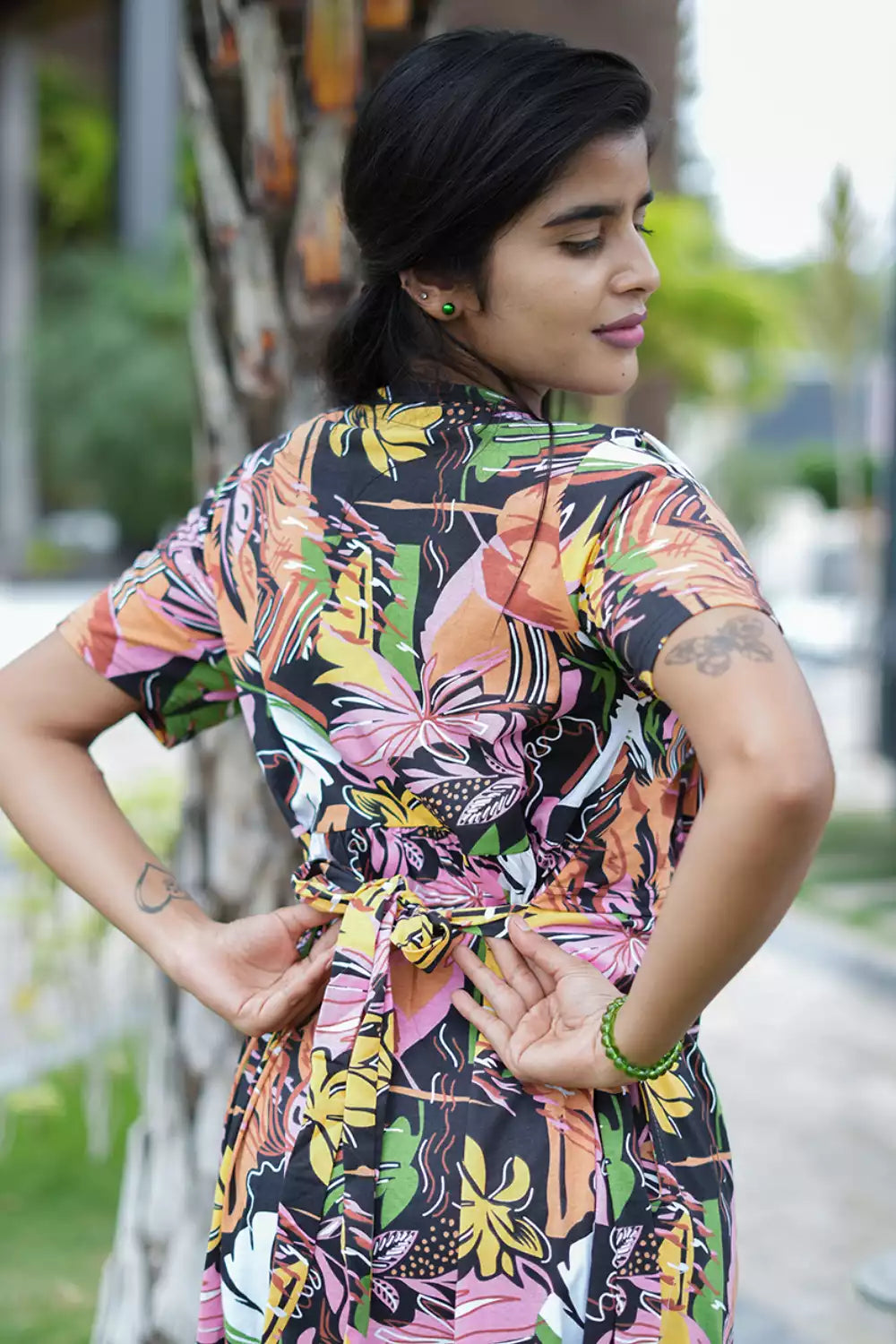 Zipless Maternity Wear Feeding with Shawl Brown Multicolor