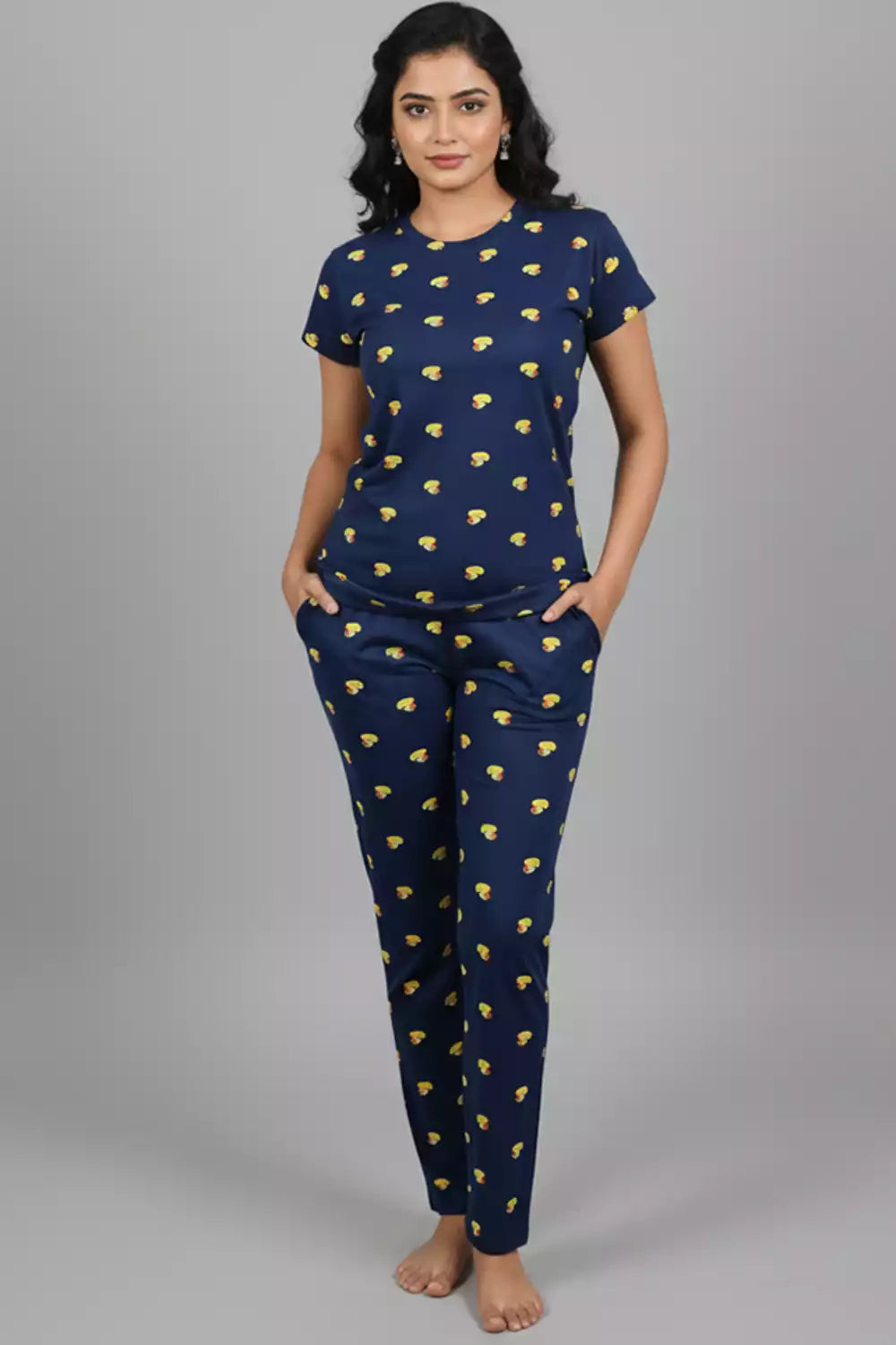 Pyjama Co-Ords Dark Navy Yellow