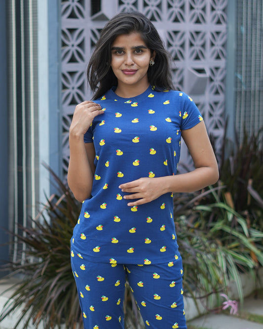 Pyjama Co-Ords Dark Navy Yellow