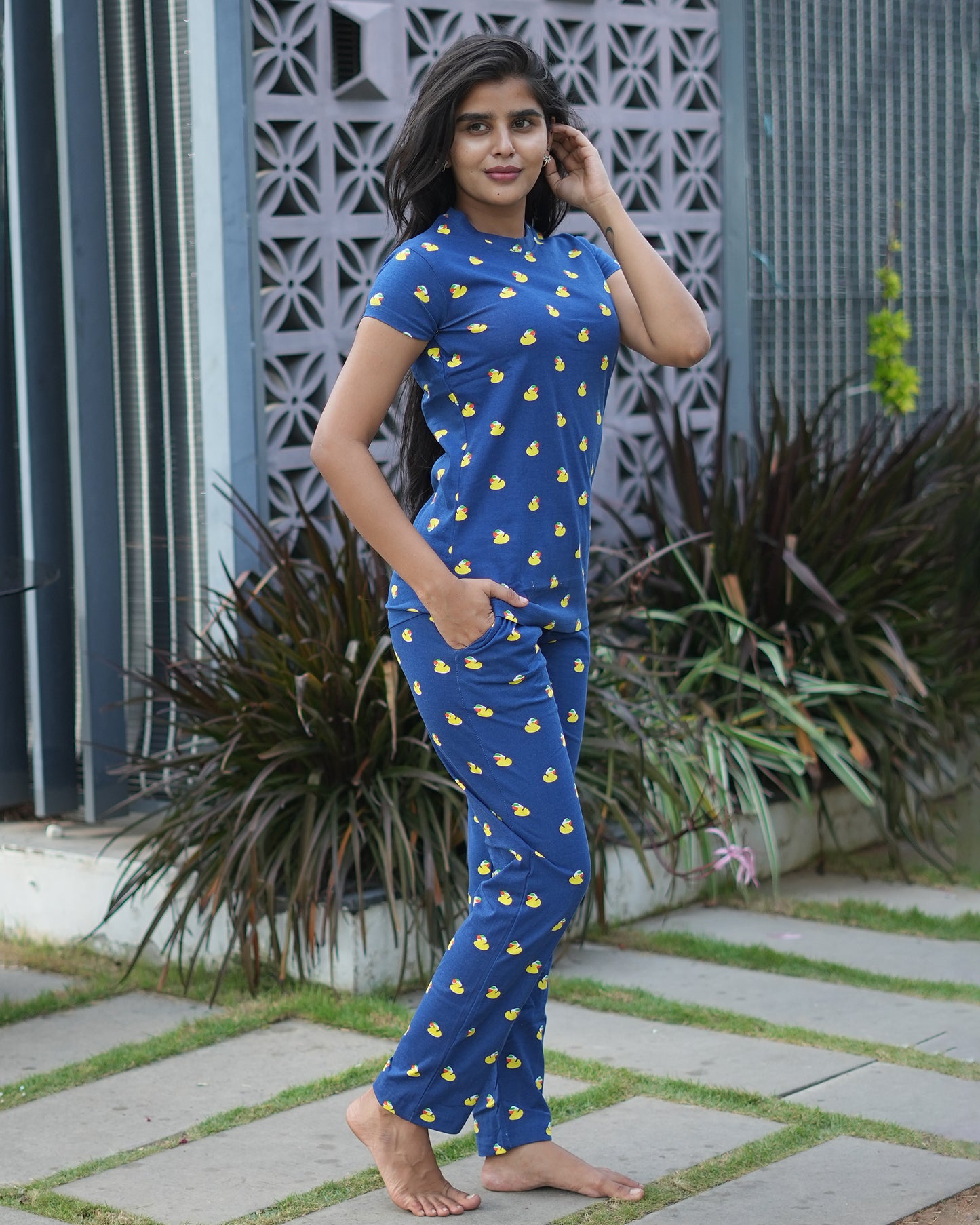 Pyjama Co-Ords Dark Navy Yellow