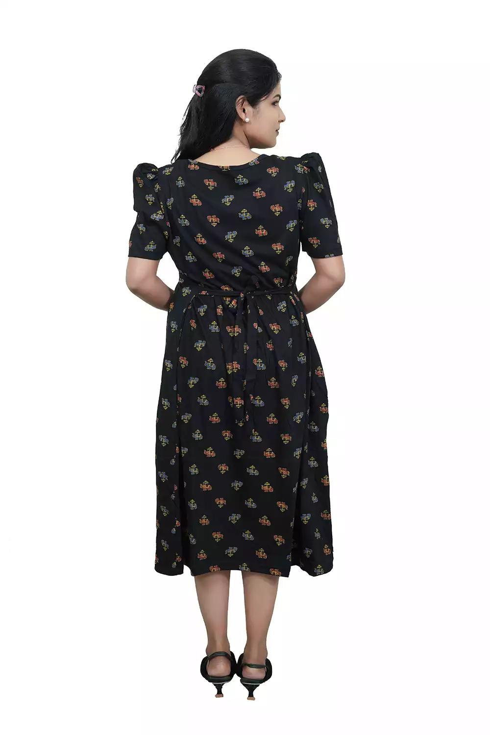 Capri Feeding Wear with Puff Sleeve E Black