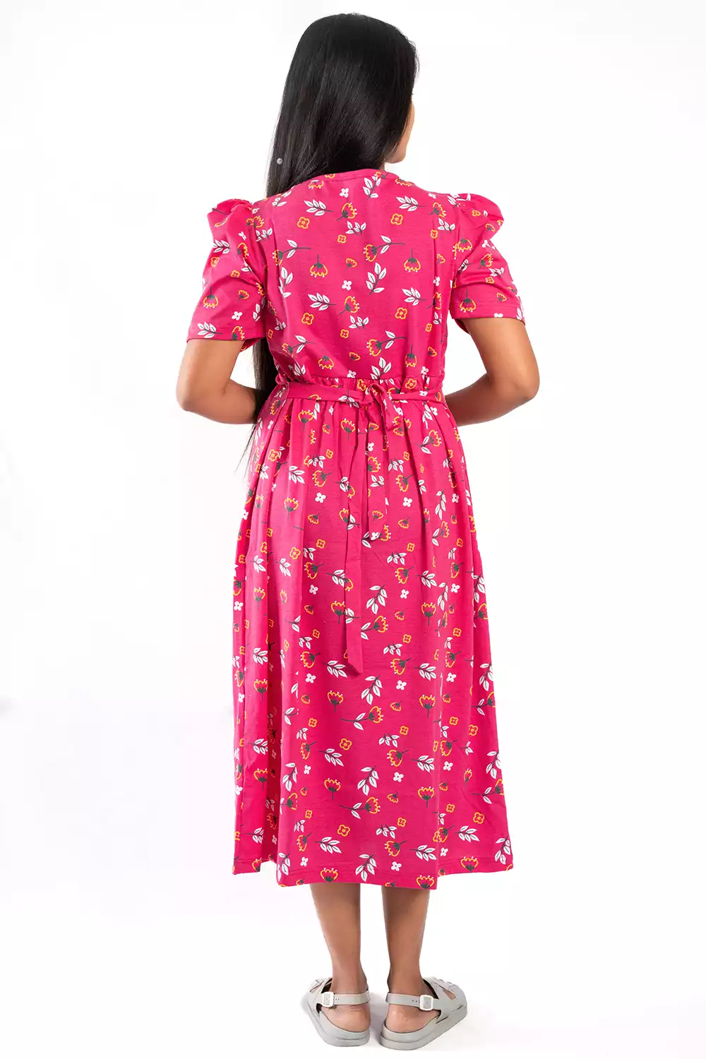 Capri Feeding Wear with Puff Sleeve fuchsia pink