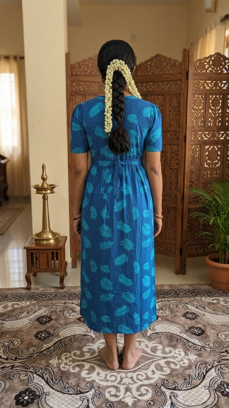 Casual Lounge Wear Non Feeding with puff D Blue Leaf