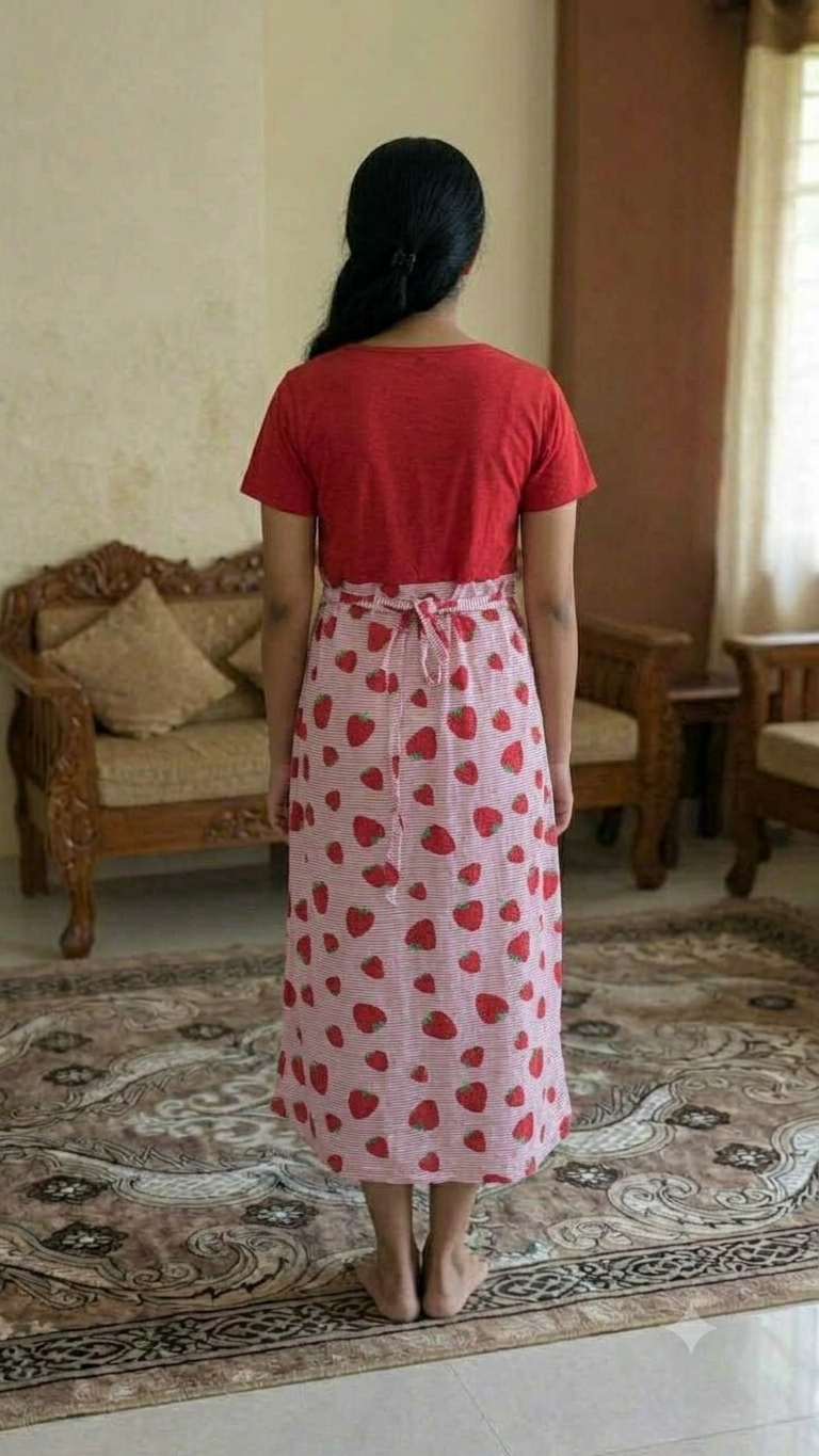 Capri Feeding Wear without Puff Sleeve Plain Strawberry Blush