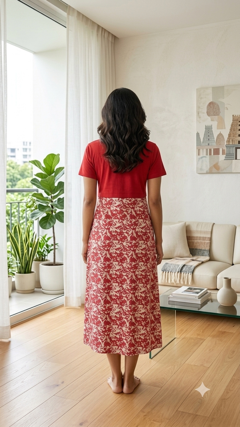 Capri Feeding Wear without Puff Sleeve Plain Crimson Muse