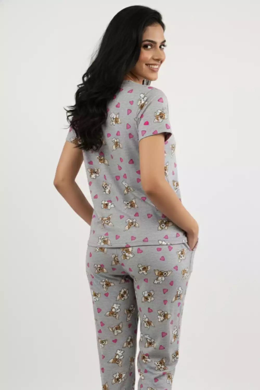 Pyjama Co-Ords Gray Puppy