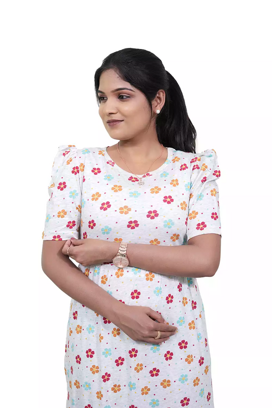 Casual Lounge Wear Non Feeding with puff Melange Flower