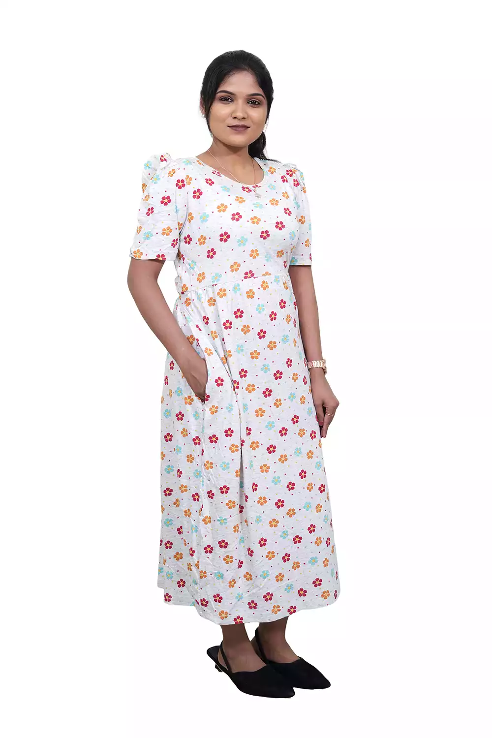 Casual Lounge Wear Non Feeding with puff Melange Flower