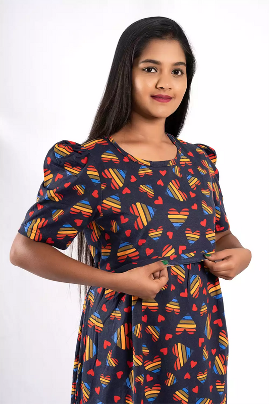 Capri Feeding Wear with Puff Sleeve Multicolor