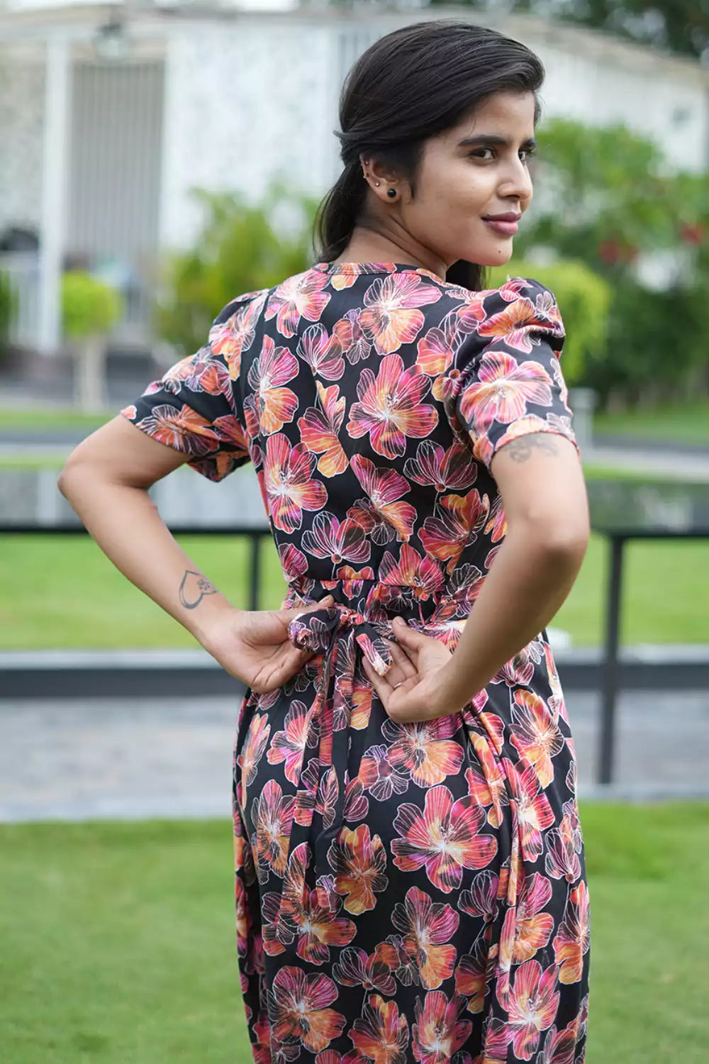 Zipless Feeding Maternity Wear with Puff Sleeve Multicolor