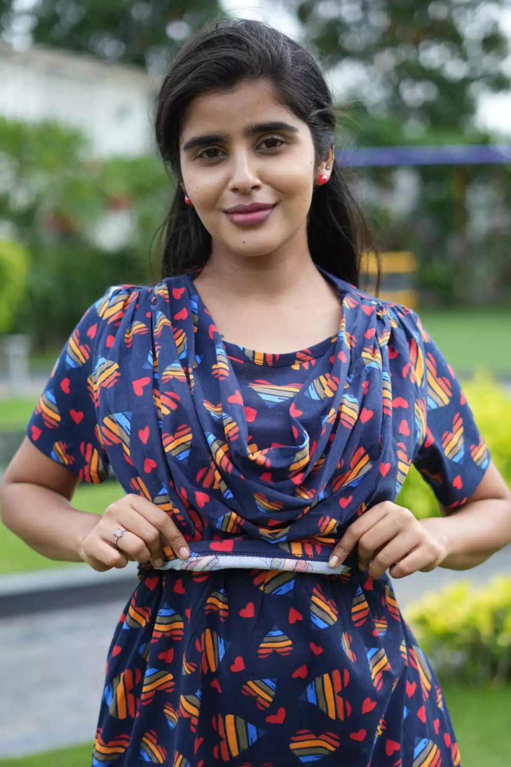 Zipless Maternity Wear Feeding with Shawl Multicolor