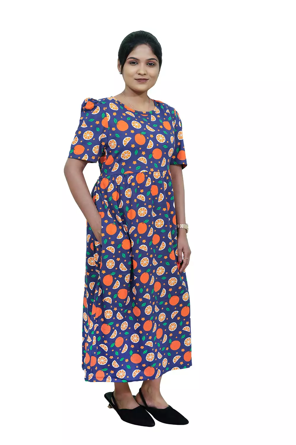 Casual Lounge Wear Non Feeding with puff Navy fruits Flower