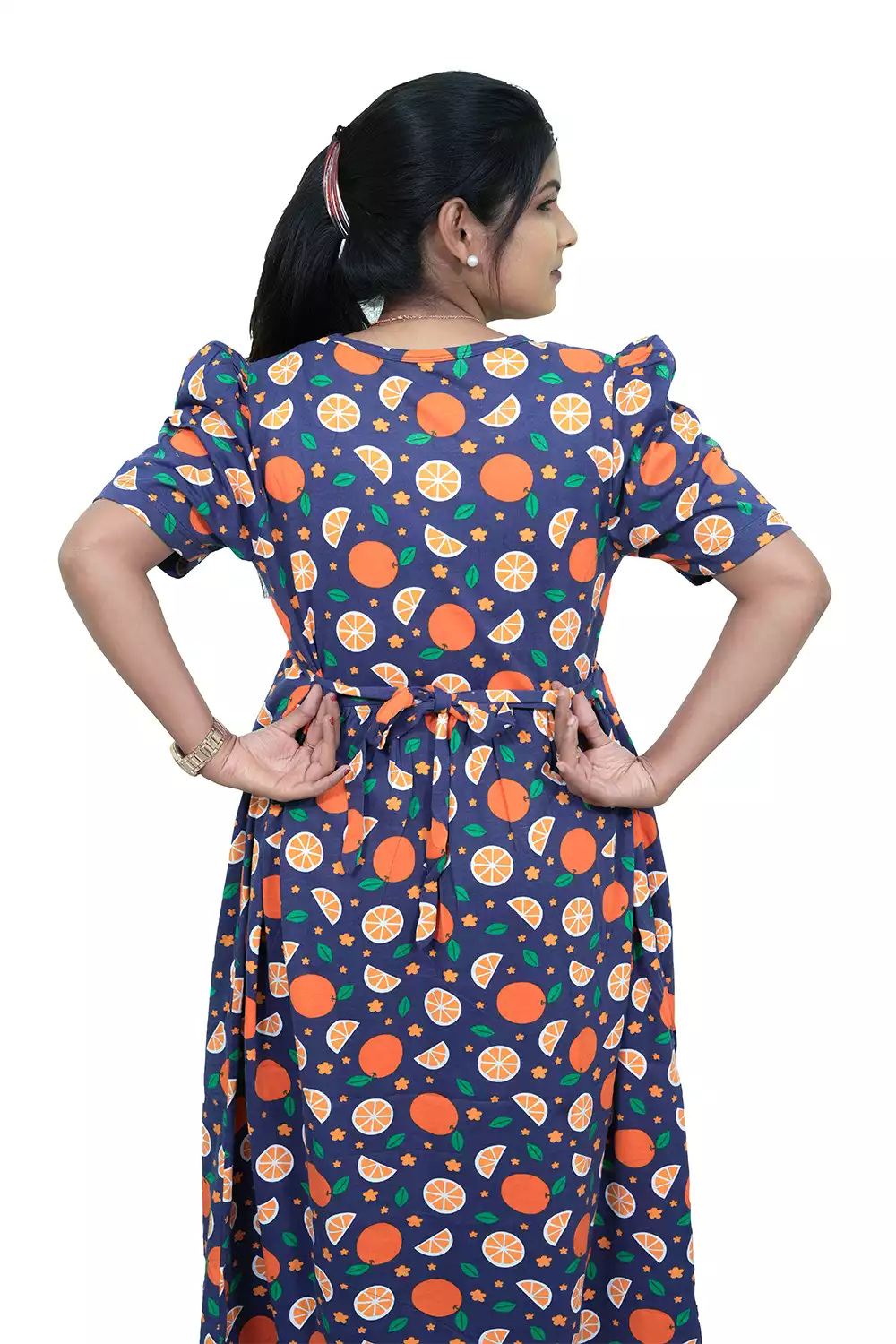 Casual Lounge Wear Non Feeding with puff Navy fruits Flower