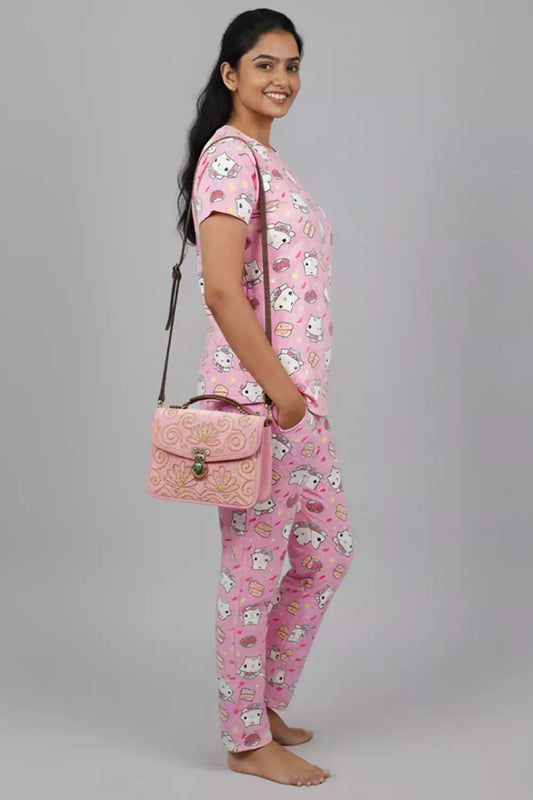 Pyjama Co-Ords Pink Kitty