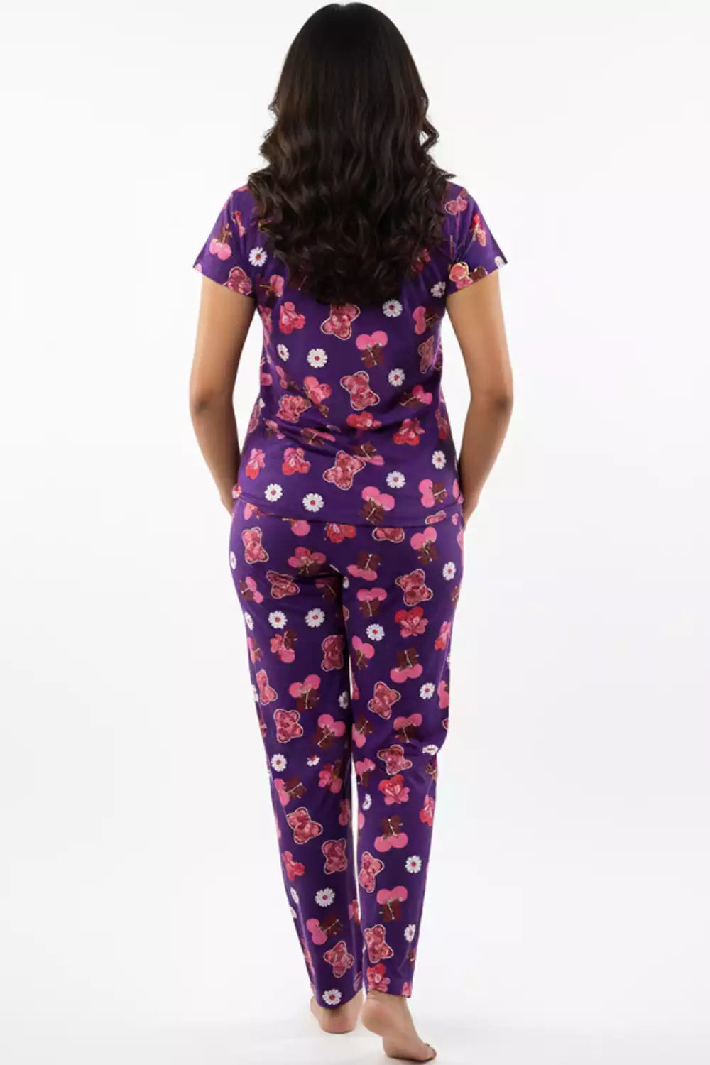 Pyjama Co-Ords Purple Teddy