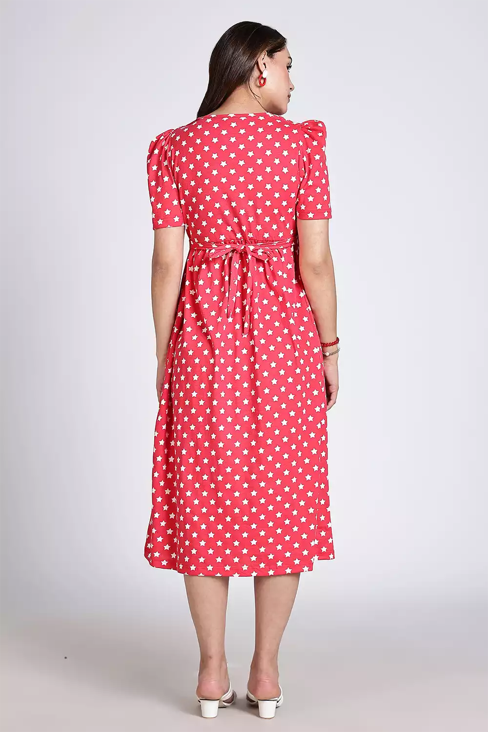 Capri Feeding Wear with Puff Sleeve Red Star