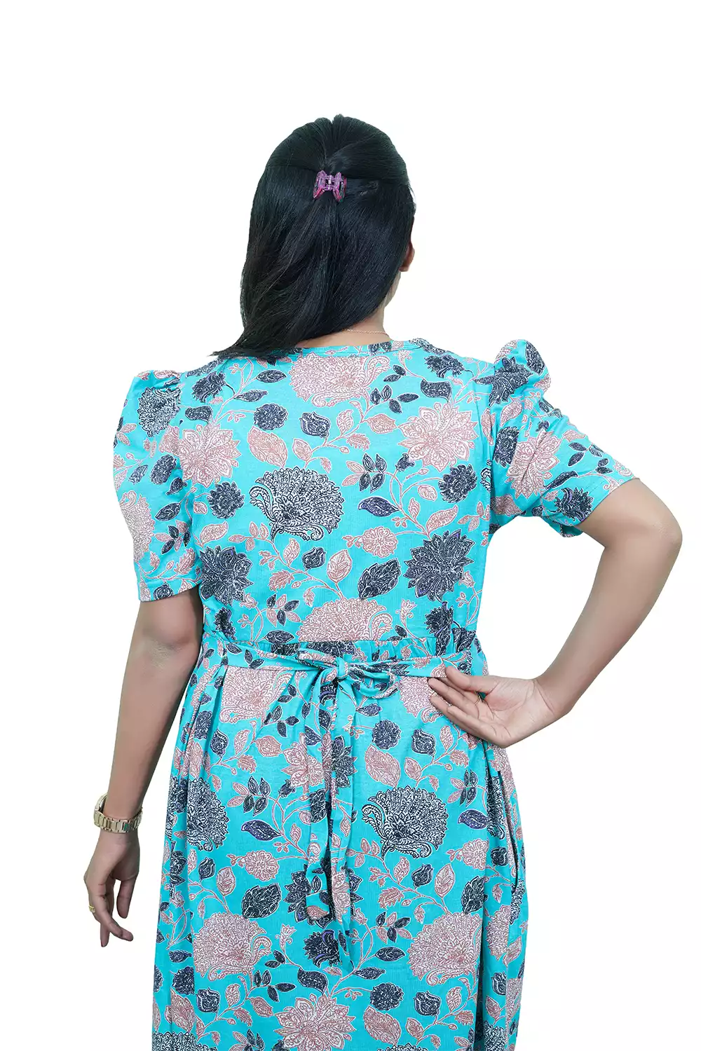 Capri Feeding Wear with Puff Sleeve Sea Blue