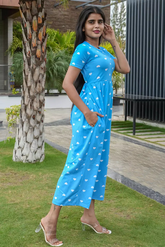 Casual Lounge Wear Non Feeding Turquoise Blue Heart