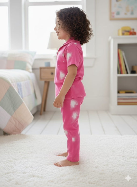 Pink dyed Kids Nightsuit Set