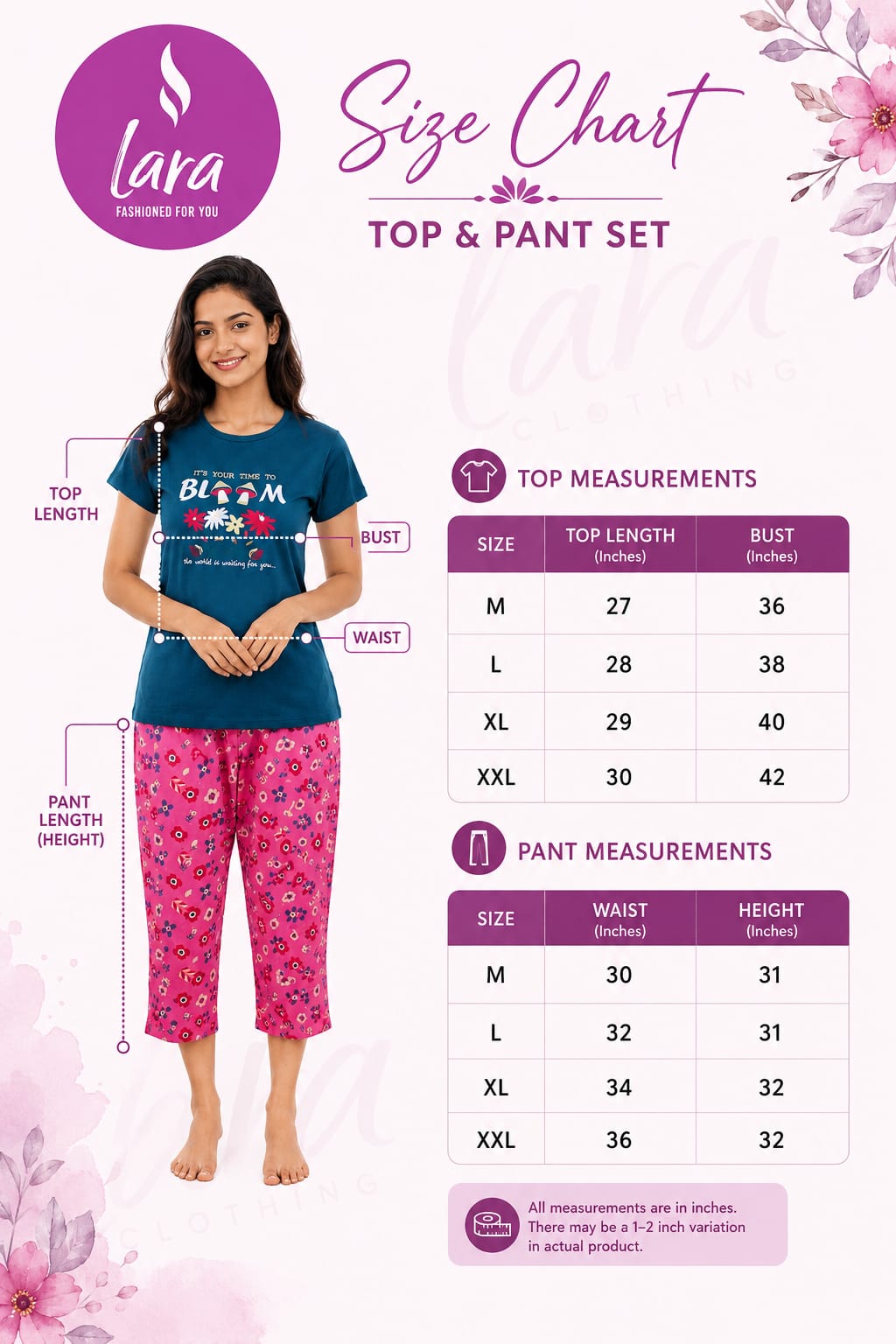 Bloom Cotton Capri Night Suit for Women | Soft Lounge Wear