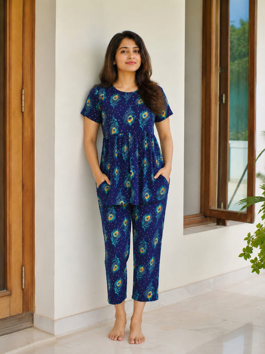 Navy feather Peplum Co oords NF