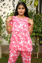 Peplum Feeding Zipless Co-ords Pink dyed