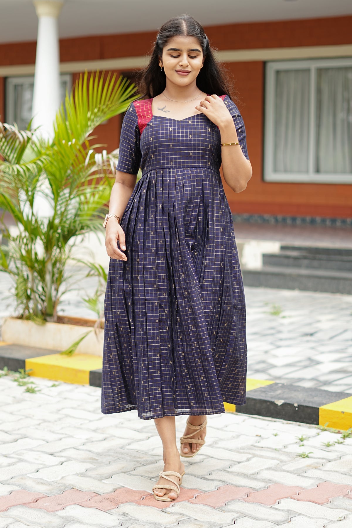 Navy grid checkers | E - 006