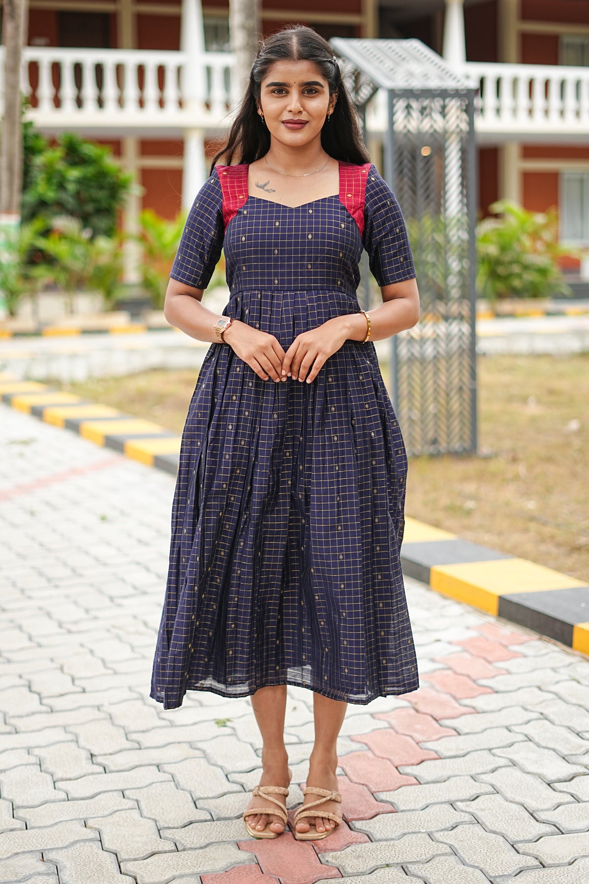 Navy grid checkers | E - 006