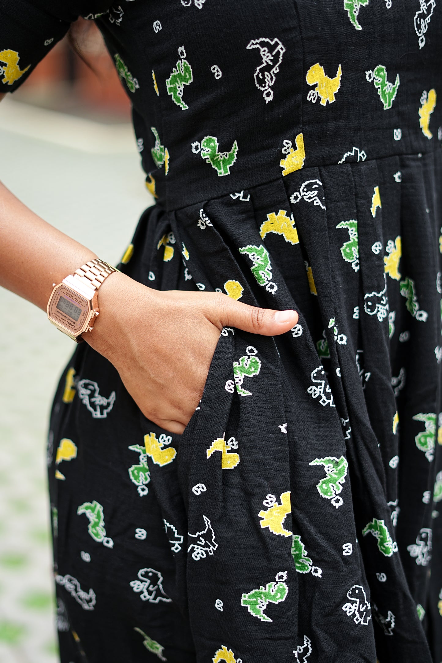 Midnight Black Bunny Maxi Dress for Women | Soft Cotton Printed Maxi Dress | LCMM 011