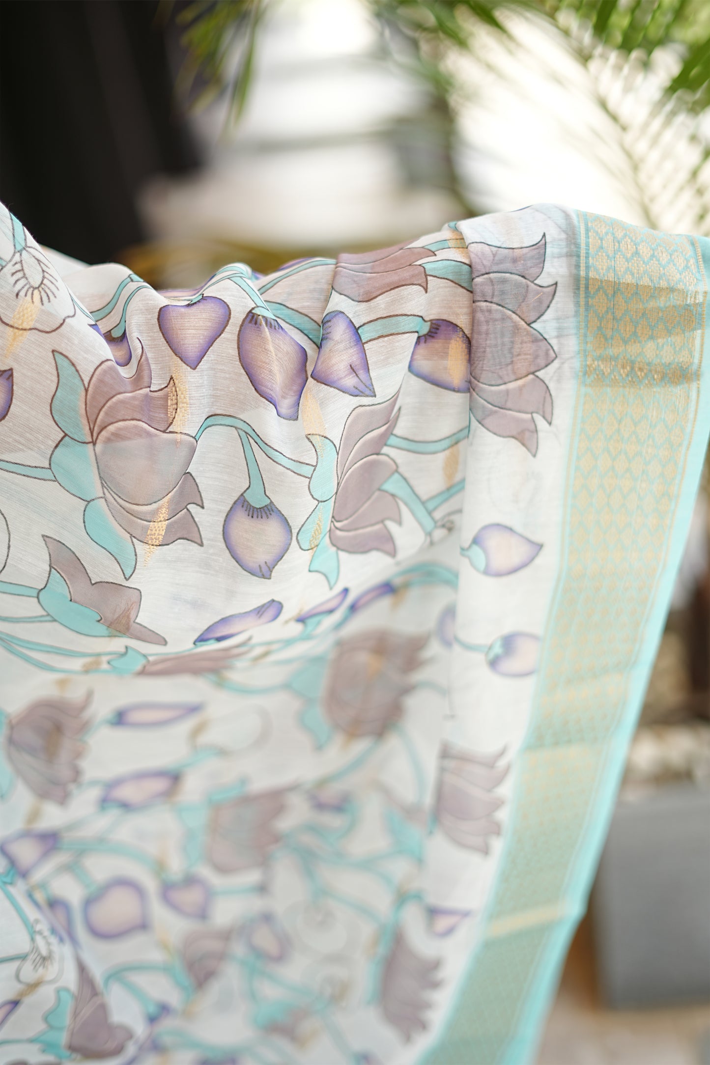 Teal Embroided Mul Chanderi Co ord Set | LCCT 021