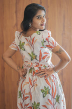 Zipper Feeding Maxi Half White Floral | B - 009