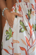 Zipper Feeding Maxi Half White Floral | B - 009