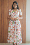 Zipper Feeding Maxi Half White Floral | B - 009