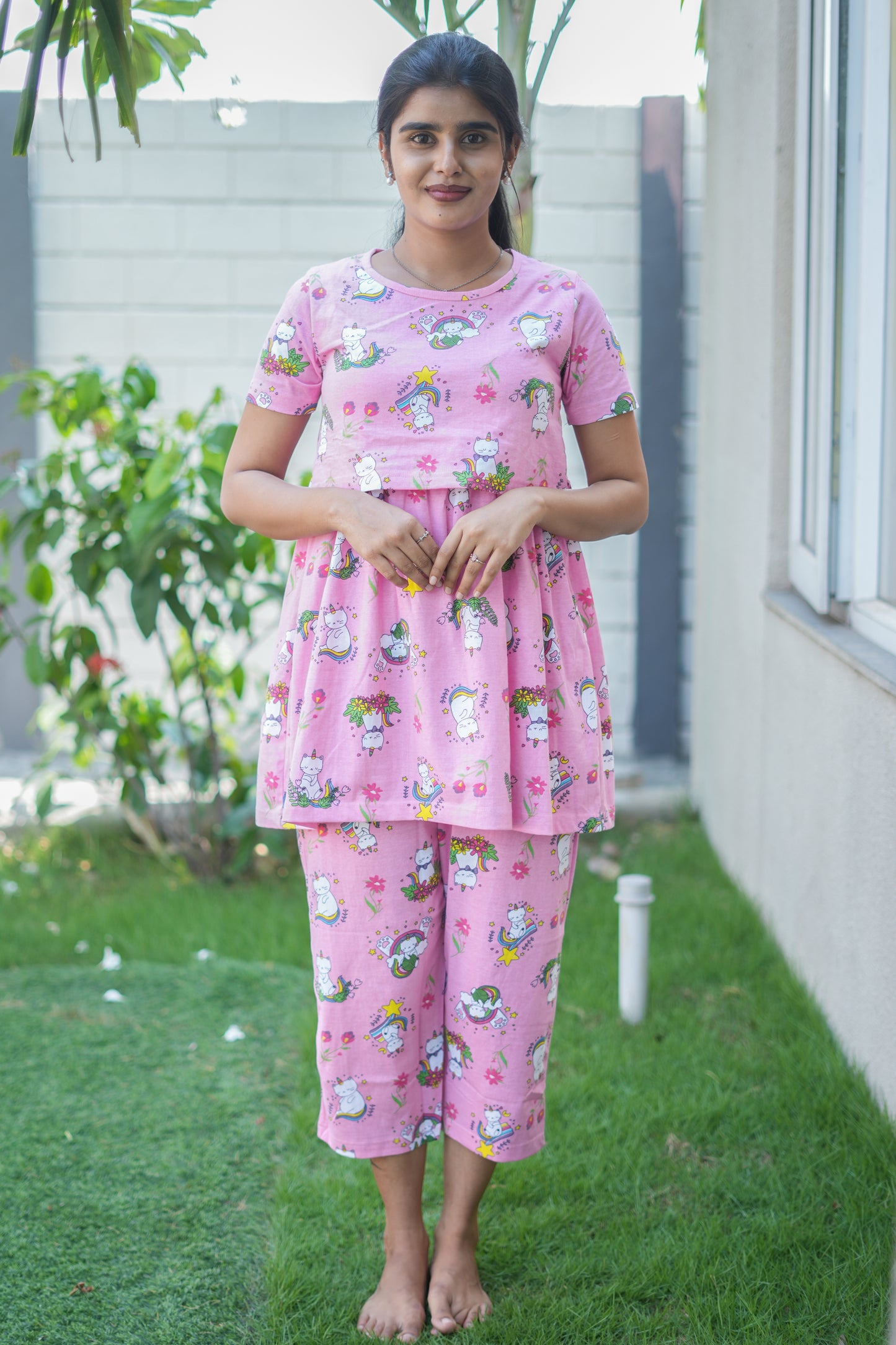 Peplum Feeding Zipless Co-ords Pink kitty