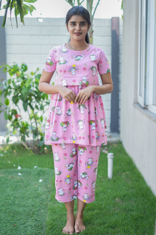 Peplum Feeding Zipless Co-ords Pink kitty