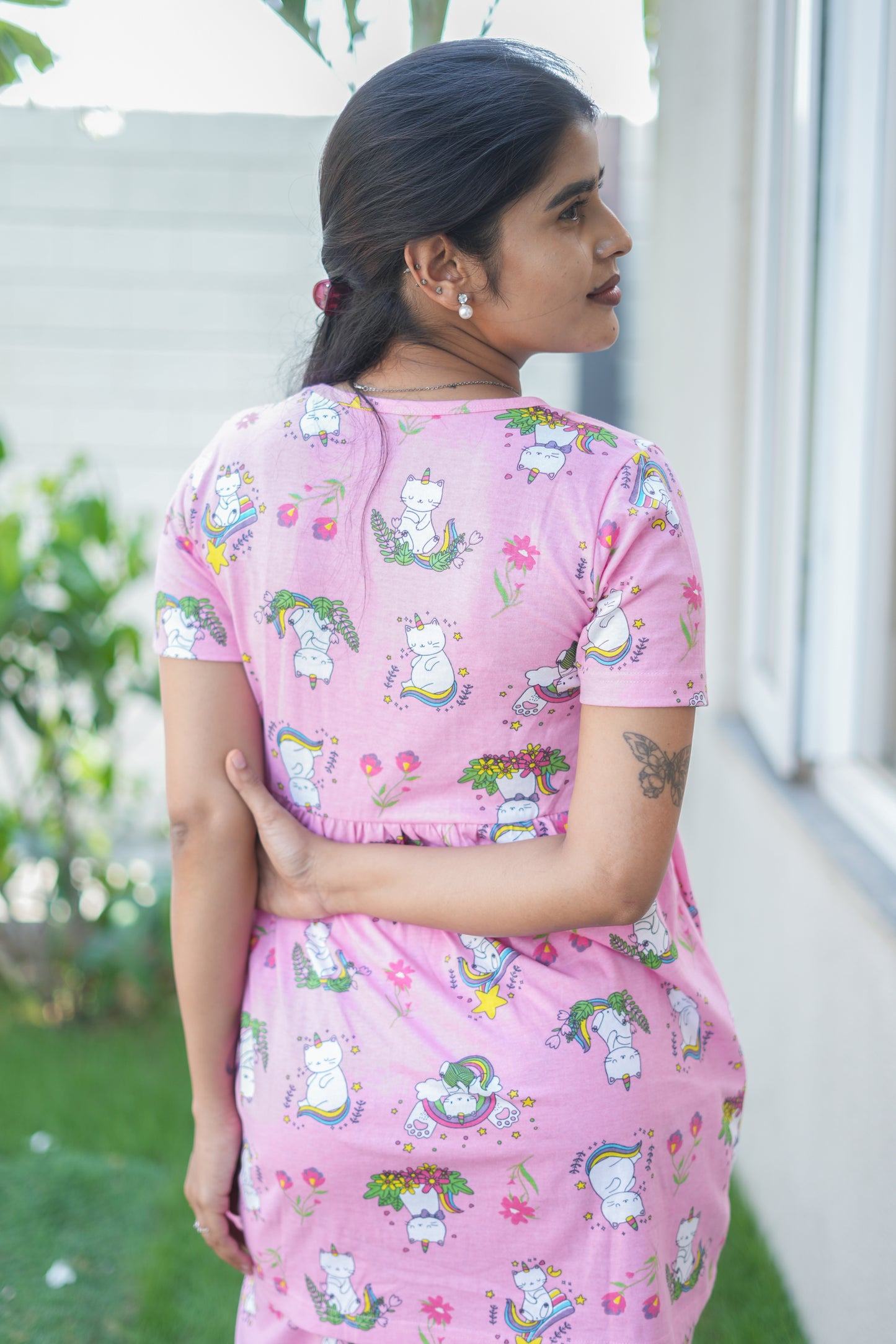 Peplum Feeding Zipless Co-ords Pink kitty