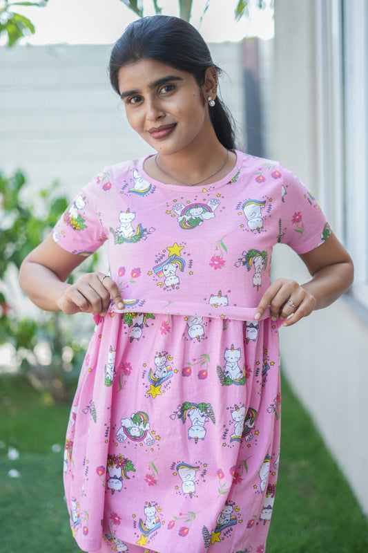 Peplum Feeding Zipless Co-ords Pink kitty