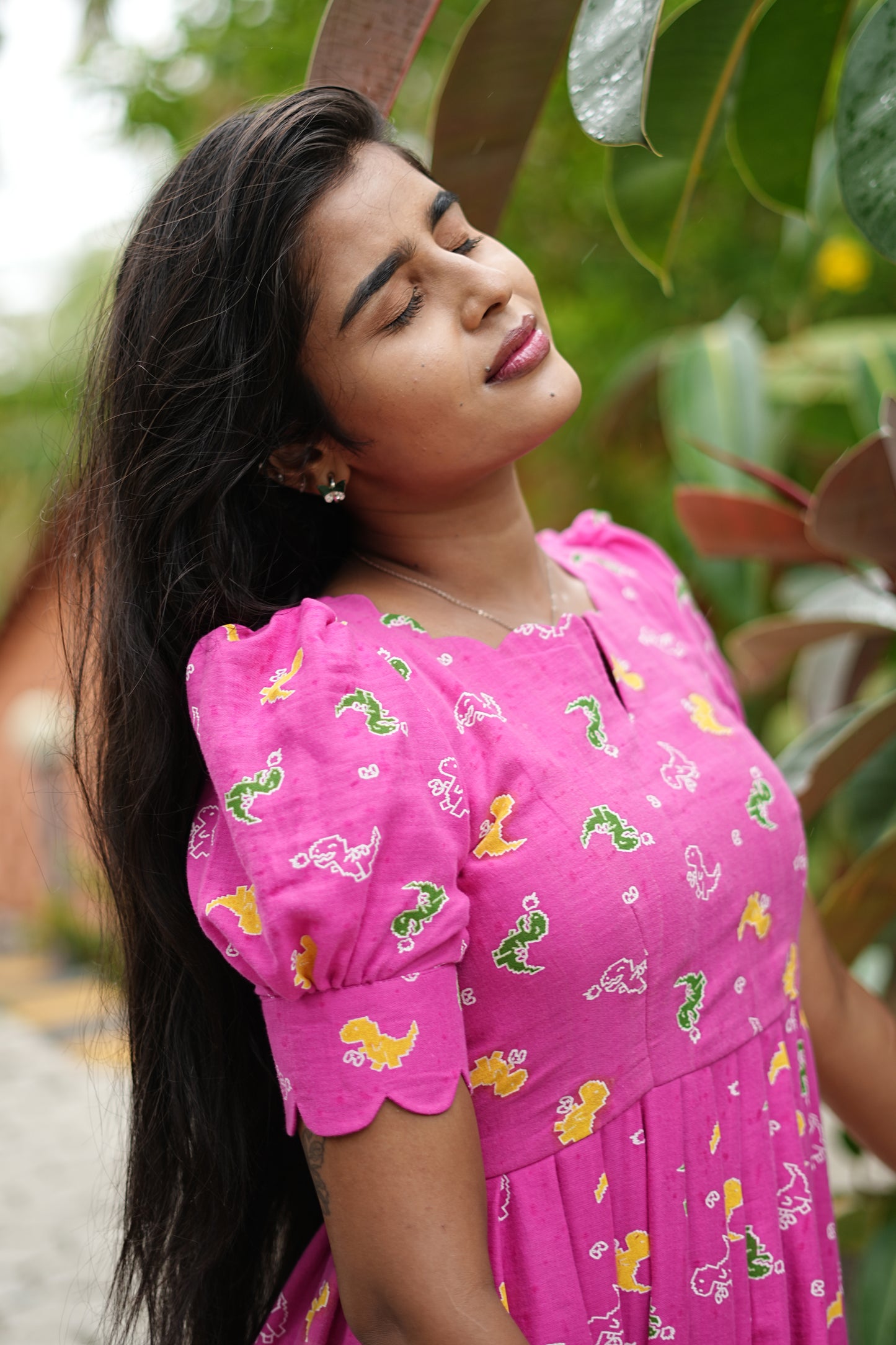 Pink Dino Charm Maxi Dress