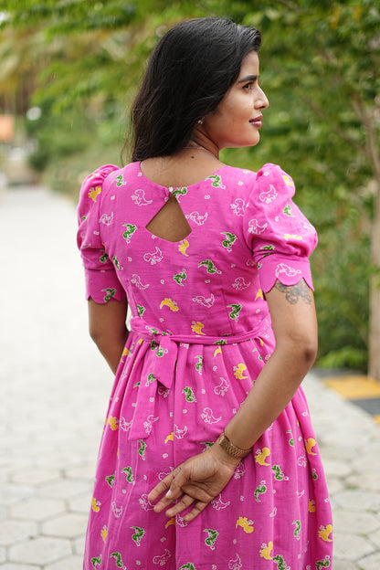 Pink Dino Charm Maxi Dress