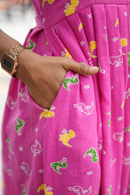 Pink Dino Charm Maxi Dress