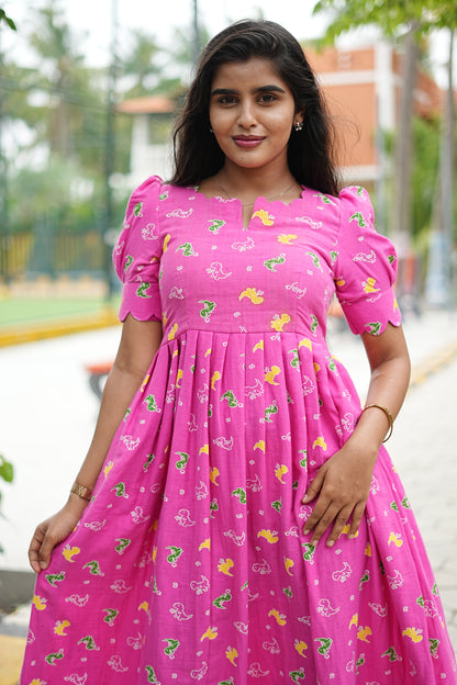 Pink Dino Charm Maxi Dress