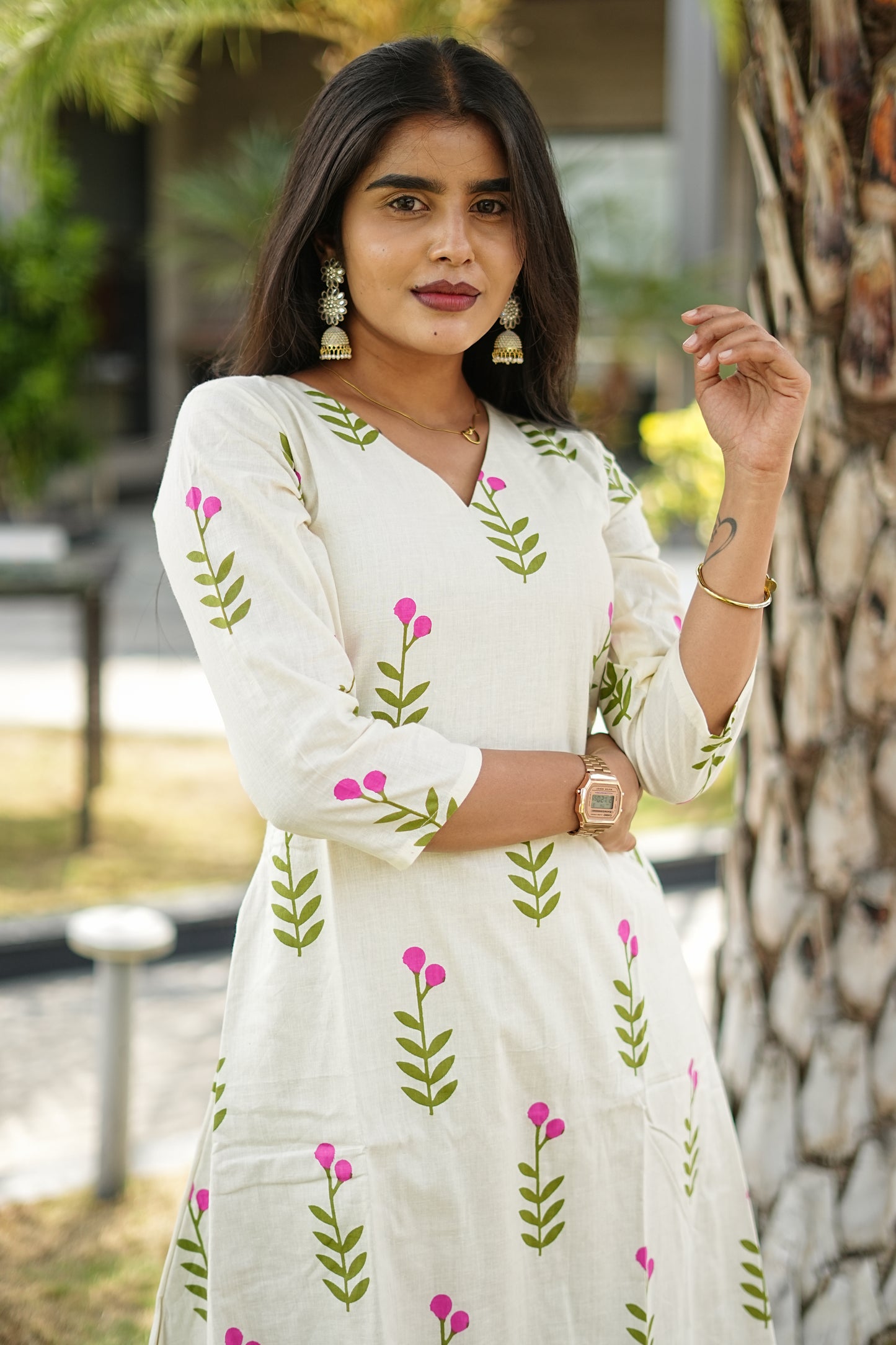 Ivory Blush Cotton A-Line Set | LCTA-026