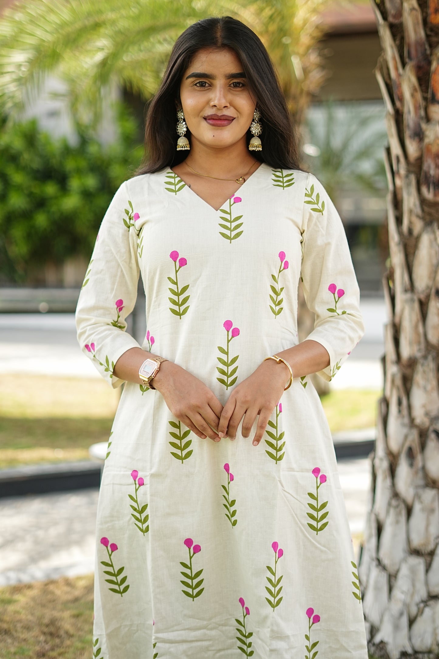 Ivory Blush Cotton A-Line Set | LCTA-026