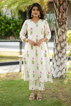 Ivory Blush Cotton A-Line Set | C - 001