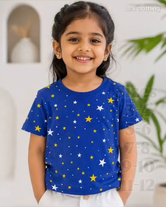 Girls Tshirt Blue Stars