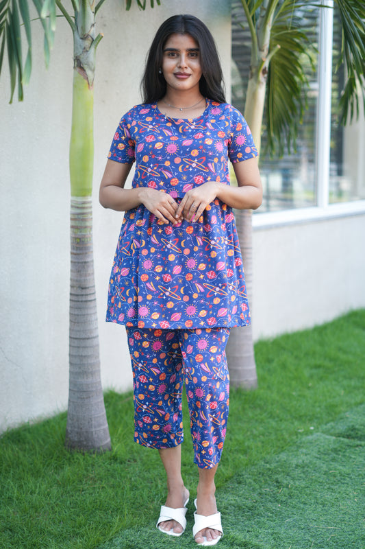 Peplum Feeding Zipless Co-ords Navy Space